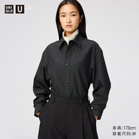 优衣库 格纹长衬衫/长袖女装合作款衬衣空调衫488182 09 黑色(格纹) M