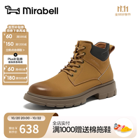 美丽宝 Mirabell）马丁靴男士高帮工装户外大黄短靴 黄色 39