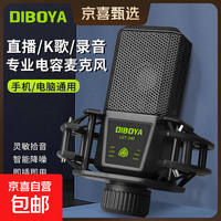 LGT240大振膜帝博雅DIBOYA电容麦克风唱歌声卡直播设备k歌专业级高颜值 全套话筒+话筒+麦克风 全套话筒+音频线+防震架