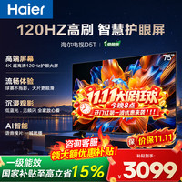 海尔 电视 新款D5T 4K超高清护眼智慧屏 120Hz高刷教育游戏75英寸新款 画质健康护眼 流畅运行 基础版（底座）