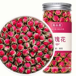 玫瑰花茶金边干花泡茶干玫瑰花瓣食用重瓣玖瑰散装茶包官方旗舰店