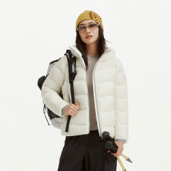 坦博尔 羽绒服女款短款 2026冬季外套户外登山服加厚 保暖轻薄小个子外套 菱花白