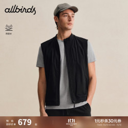 allbirds 男士防泼水背心Elite秋冬商务针织运动通勤拉链马甲外套 黑色 XL /男码
