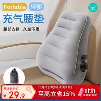 易旅 充气腰枕便携按压式护腰神器旅行腰靠办公坐垫汽车背枕 浅灰