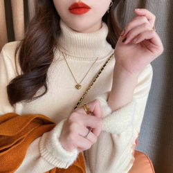 高领毛衣女秋冬2024新款加厚加绒打底衫内搭一体绒高级感绒加绒
