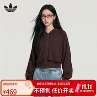 阿迪达斯 三叶草系列 女 SST DBL FRNT HD 连帽外套 KT1922 暗咖