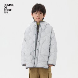pomme de terre 蓬马大童羽绒服中长款连帽高密哑光秋冬装男女儿童
