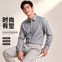 罗蒙 衬衫男士长袖春秋春秋商务衬衫男长袖衬衣男式衬衫