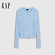 Gap 复古刺绣logo绞花针织开衫