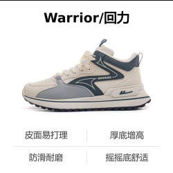 回力 女款运动鞋春秋季新款皮面高帮鞋百搭厚底增高休闲小众跑步鞋