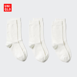 优衣库 袜子/3双装女装482720 487087 482720/00白色 S /M/23～25 cm