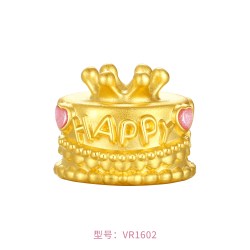 SoinLove 周大福SOINLOVE宝藏女孩黄金生日蛋糕转运珠粉色可爱生日礼物