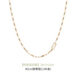 KKLUE 18k金水波纹项链 玫瑰金 40cm