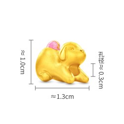 SoinLove 周大福SOINLOVE宝藏女孩萌宠猫狗双全足金黄金转运珠生日礼物