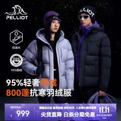 伯希和 极寒Pro户外800蓬泡芙羽绒服鹅绒 漫暮黑 银离子蓄热 95%绒子含量