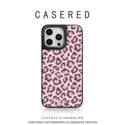 CASERED联名粉色豹纹适用于苹果16手机壳小米15华为mate70硅胶pura80新款iPhone13promax/12皮纹RENO14三星