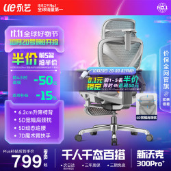 永艺 沃克300Pro+ 5D肩颈枕 雾灰 人体工学椅