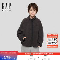 Gap 2026秋季新款复古仿羊羔绒立领夹克 3JK623009 柔和黑