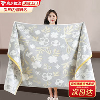 宜品达 浴巾纯棉100%加大加厚不掉毛家用吸水速干柔软毛巾男女洗澡巾全棉 百花绿花样浴巾70x140