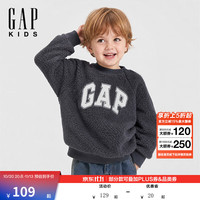 Gap 2026秋新品刺绣圆领摇粒绒卫衣儿童装5SS623031 深灰色 110 cm (4-5岁)亚洲尺码