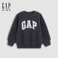 Gap 盖璞 男幼童刺绣圆领摇粒绒卫衣 深灰色 110cm
