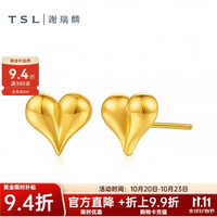 谢瑞麟 黄金耳钉爱心5D硬金工艺足金心心耳环女士XR361