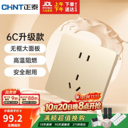 正泰 开关插座NEW6-C11102正五孔插座6C香槟金10只装插座套装
