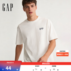 Gap 100%棉字母印花圆领短袖T恤