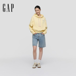 Gap 女款爱心logo加绒彩绳连帽卫衣