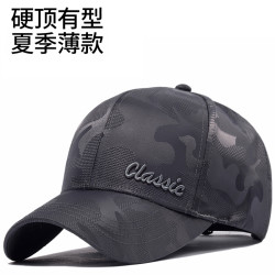 新款帽子男士夏季薄款硬顶棒球帽潮流时尚大头围鸭舌帽防晒遮阳帽