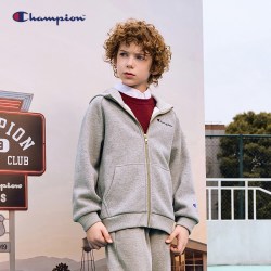 Champion 冠军儿童连帽卫衣外套青少年纯棉刺绣LOGO开衫26秋冬新款