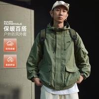 马克华菲 春秋潮流工装外套连帽刺绣大口袋夹克开衫外套男秋季