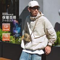 马克华菲 春秋潮流工装外套连帽刺绣大口袋夹克开衫外套男秋季