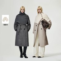 ONLY 2026秋季新款含绵羊毛桑蚕丝兔毛双面呢长款毛呢大衣外套女