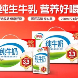 伊利 3.3g乳蛋白 纯牛奶 250ml*21盒*2箱