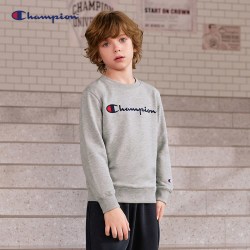 Champion 冠军男女青少年儿童纯棉经典LOGO卫衣圆领加绒26秋冬新款