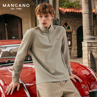MANGANO 曼加龙新款男装浅灰绒感半拉链卫衣摇粒绒亲肤长袖半高领长袖T恤