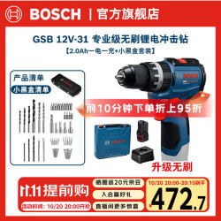 博世 GSB 12V-31无刷锂电冲击钻锂电池充电式电钻手电钻电动螺丝刀套装 一电一充+小黑盒附件