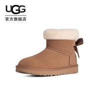 UGG 冬季新款女士蝴蝶结贝莉迷你毛毛雪地靴 1184111CHE|栗色