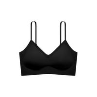 YOUKESHU 女士内衣女轻薄凉感收副乳透气细肩带背心式文胸 优雅黑 S (70A/70B/70C)