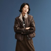 热风 女士马甲背心2026年冬季新款时尚毛毛领拼接厚背心外穿背心