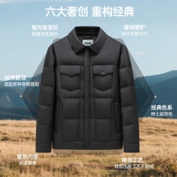 YAYA 鸭鸭（YAYA）羽绒服男短款翻领工装风保暖百搭外套
