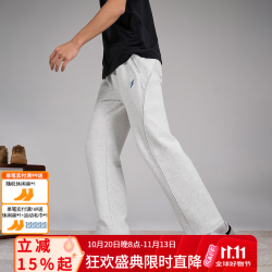 有志者 美式直筒运动长裤子男秋冬休闲潮流跑步训练篮球卫裤[小闪电] 白麻灰 M