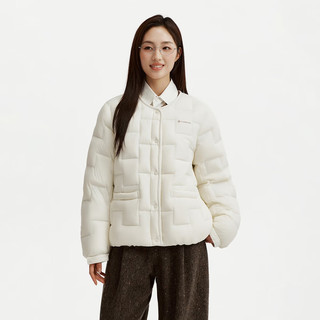 坦博尔 轻薄防泼水灯芯绒拼接羽绒服 轻月白 M
