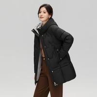 雪中飞 秋冬时尚简约防风保暖连帽立领休闲女式短款羽绒服