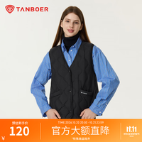 坦博尔 轻量保暖女士羽绒马甲女防泼水易去污面料无袖坎肩秋冬保暖外套 黑色 L (170)