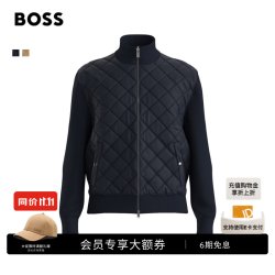 BOSS（服装） 雨果博斯BOSS男士26年新款正面绗缝羊毛针织夹克 深蓝色 L