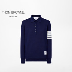 THOM BROWNE [TB]汤姆布朗[6期免息]男女同款四条纹棉质长袖POLO 海军蓝 M