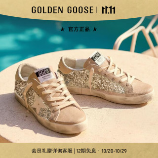 GOLDEN GOOSE 女Super-Star银色亮片星星休闲脏脏鞋GGDB 银色/粉色 39