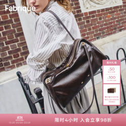 Fabrique 牛皮软波士顿包单肩手提包枕头包相机包通勤新款女包 黑巧棕-油蜡牛皮 M 尺码